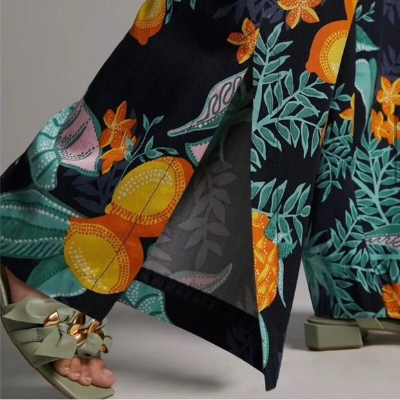 Anthropologie Maeve Escape Printed Pants in Pineapple Lemon Tropic - Picture 4 of 4